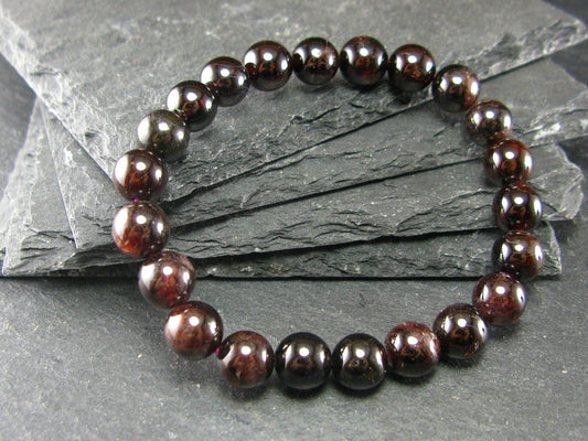 Garnet Almandine Genuine Bracelet ~ 7 Inches ~ 8mm Round Beads