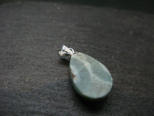 Rare Blue Larimar Pectolite Silver Pendant From Dominican Republic - 0.9"