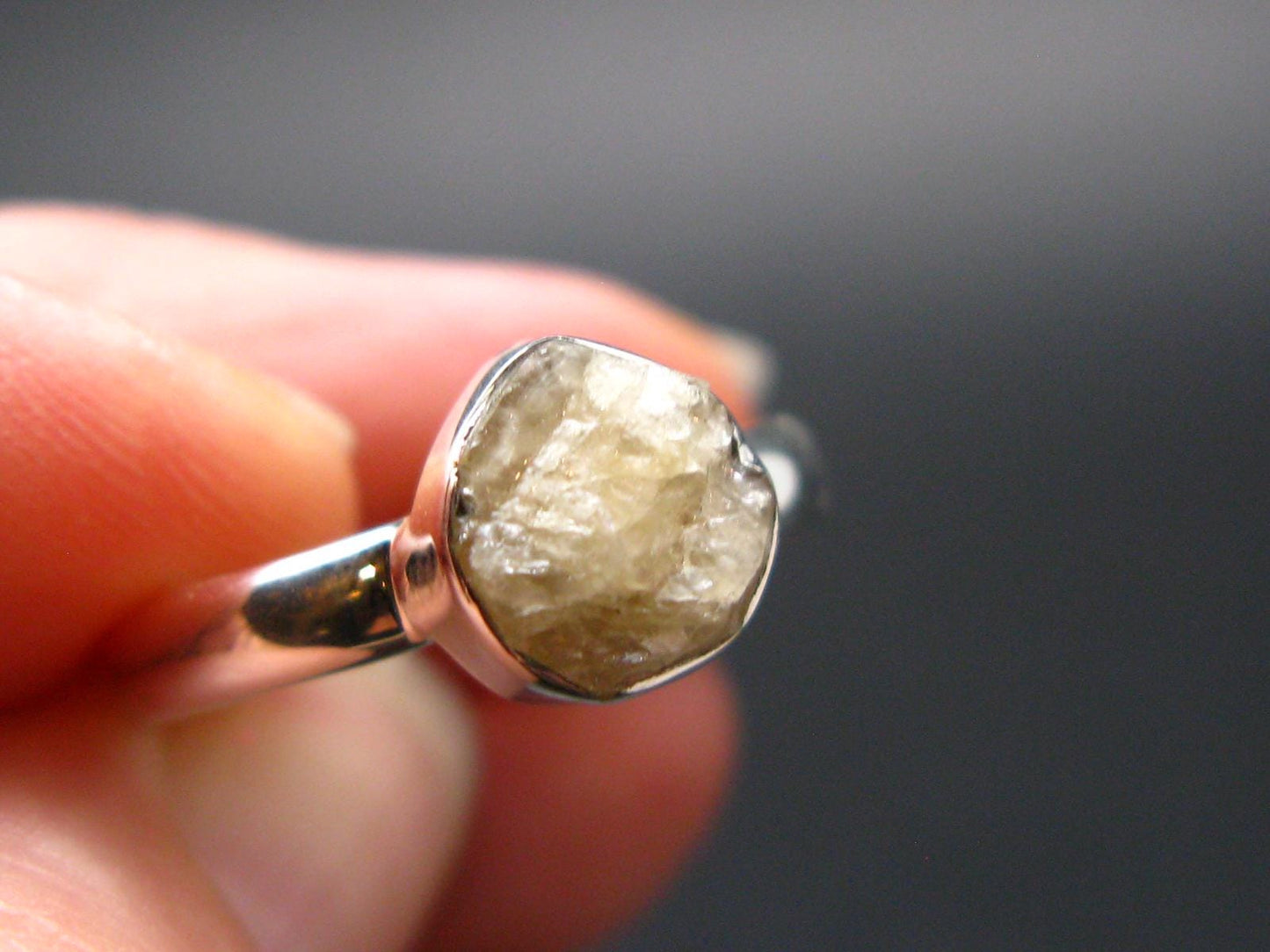 Rare Agni Gold Danburite Silver Ring From Tanzania - 1.64 Grams - size 7