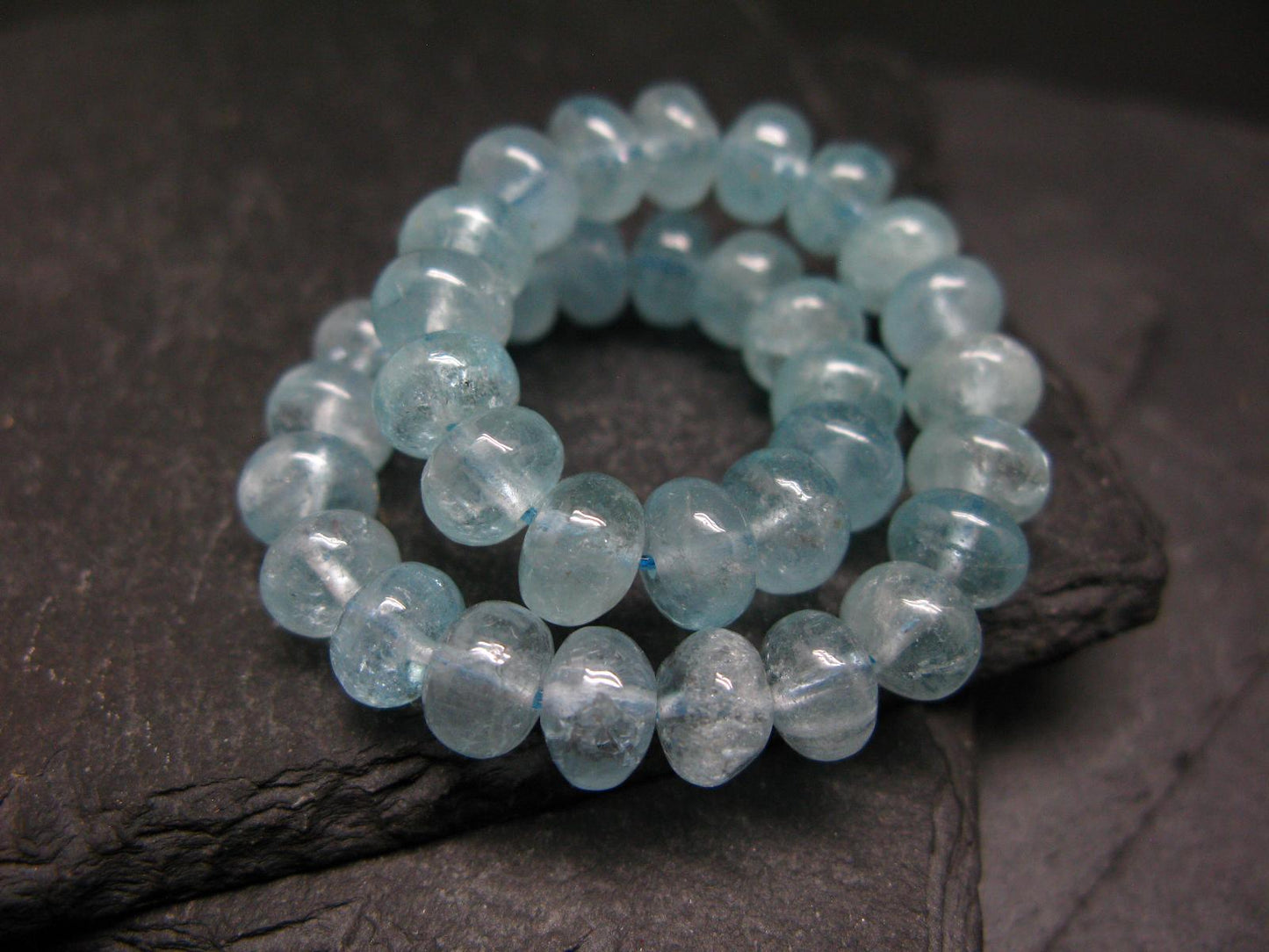 Blue Topaz Genuine Bracelet ~ 7 Inches ~ 8mm Rondelle Beads