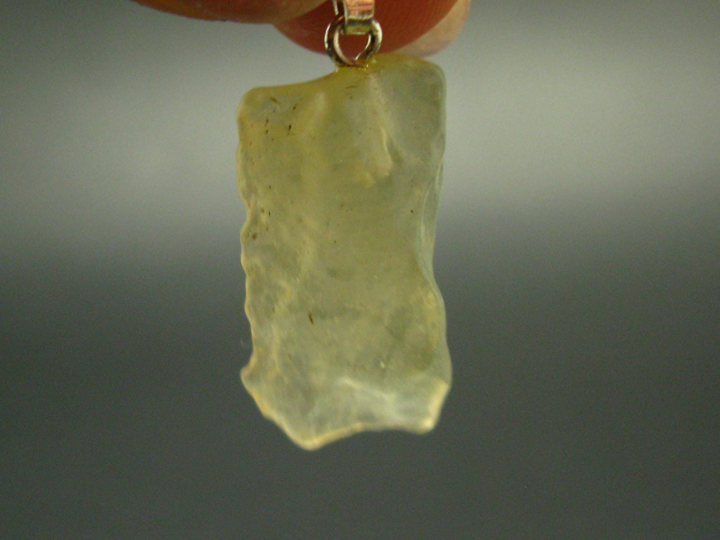 Gem Libyan Desert Glass Tektite Pendant Sterling Silver from Libya - 1.2" - 2.03 Grams