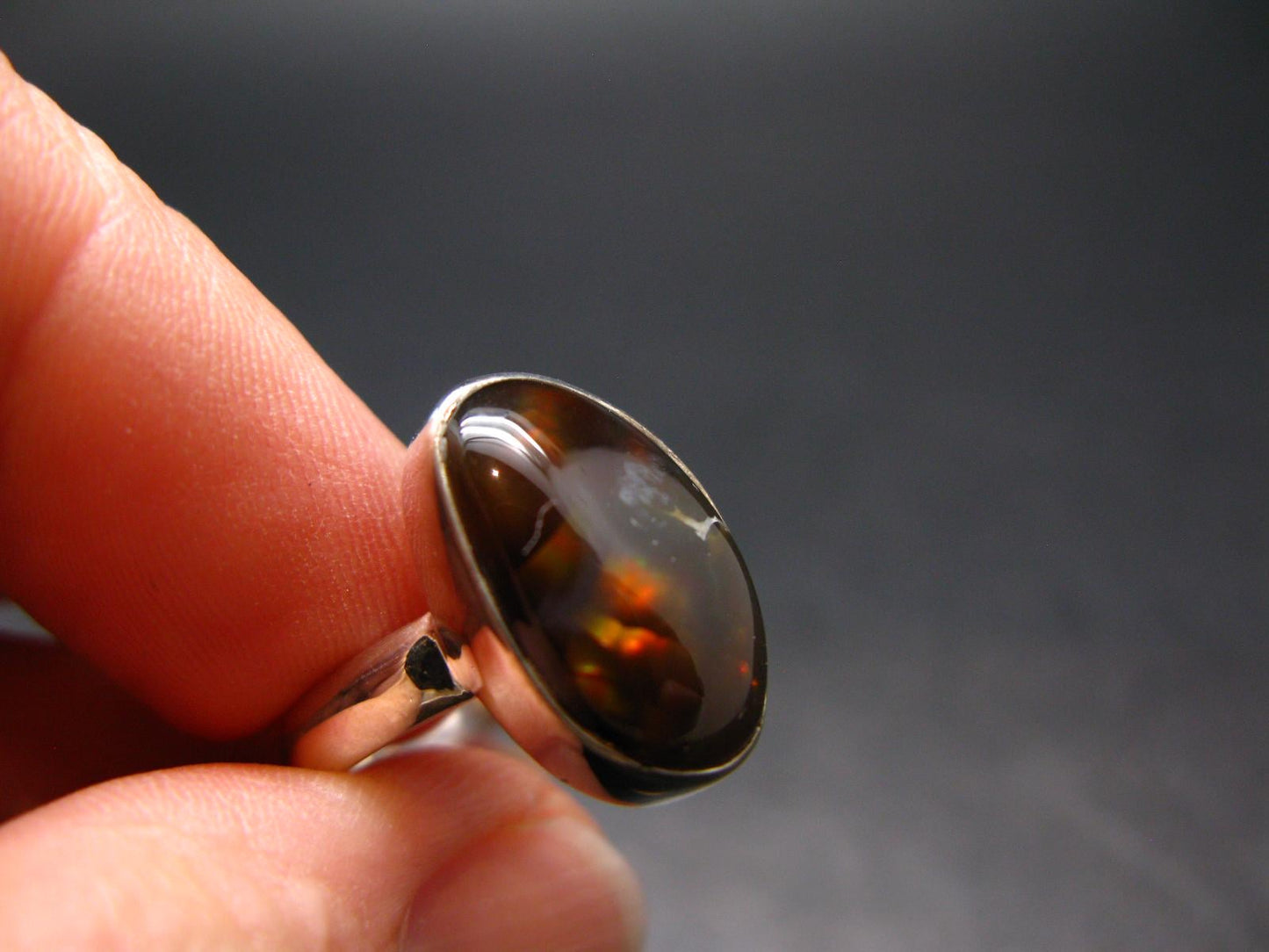 Fire Agate Ring From Mexico - Size 6 - 3.85 Grams