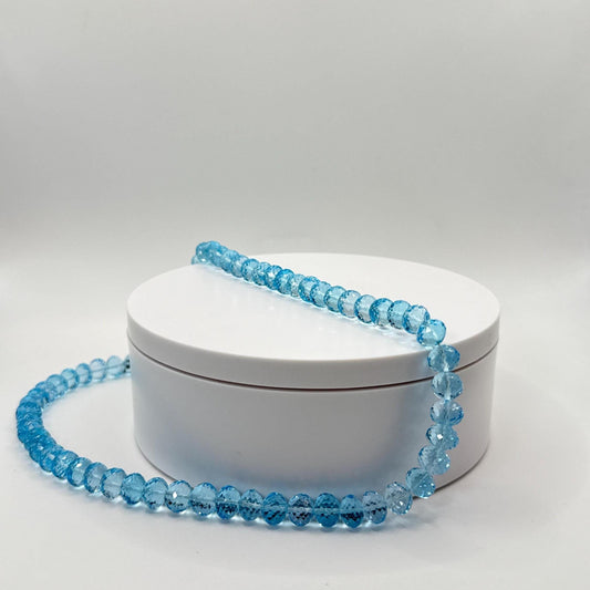 Swiss Blue Topaz Faceted Bead Necklace – Genuine Gemstone Radiance - 56.54 Grams