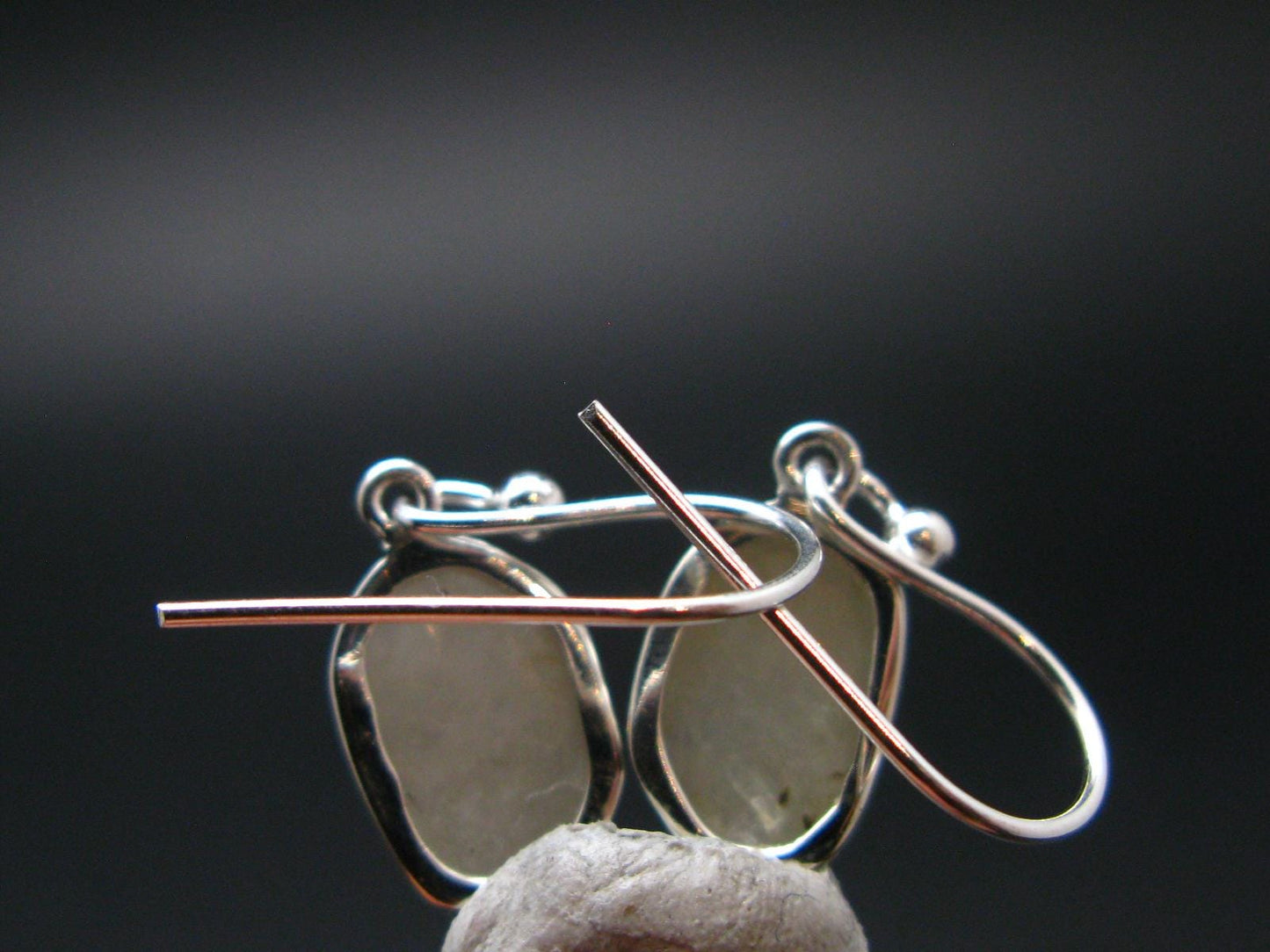 Very Rare White Cryolite 925 Silver Earrings from Greenland - 1.0" - 3.0 Grams