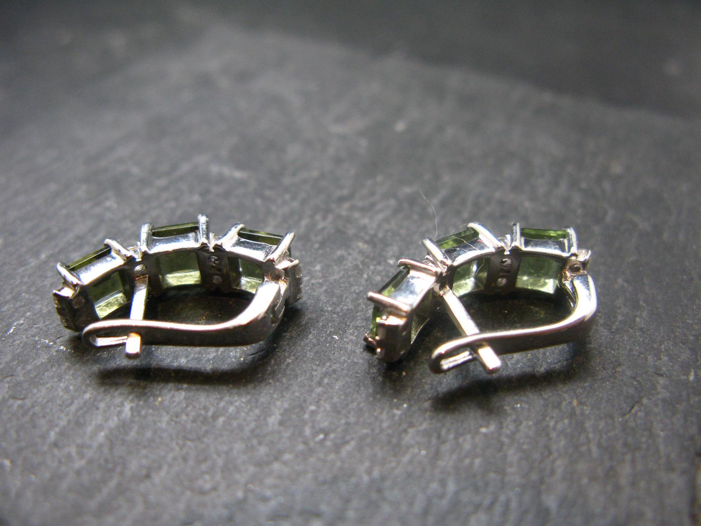 Moldavite Tektite Silver Earrings from Czech Republic - 4.86 Grams