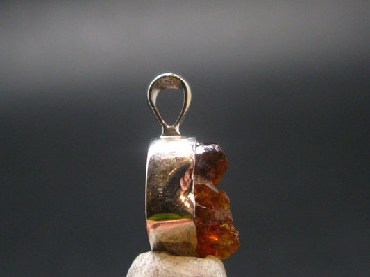 Zincite Zinkite Crystal 925 Silver Pendant From Poland - 0.7" - 2.49 Grams