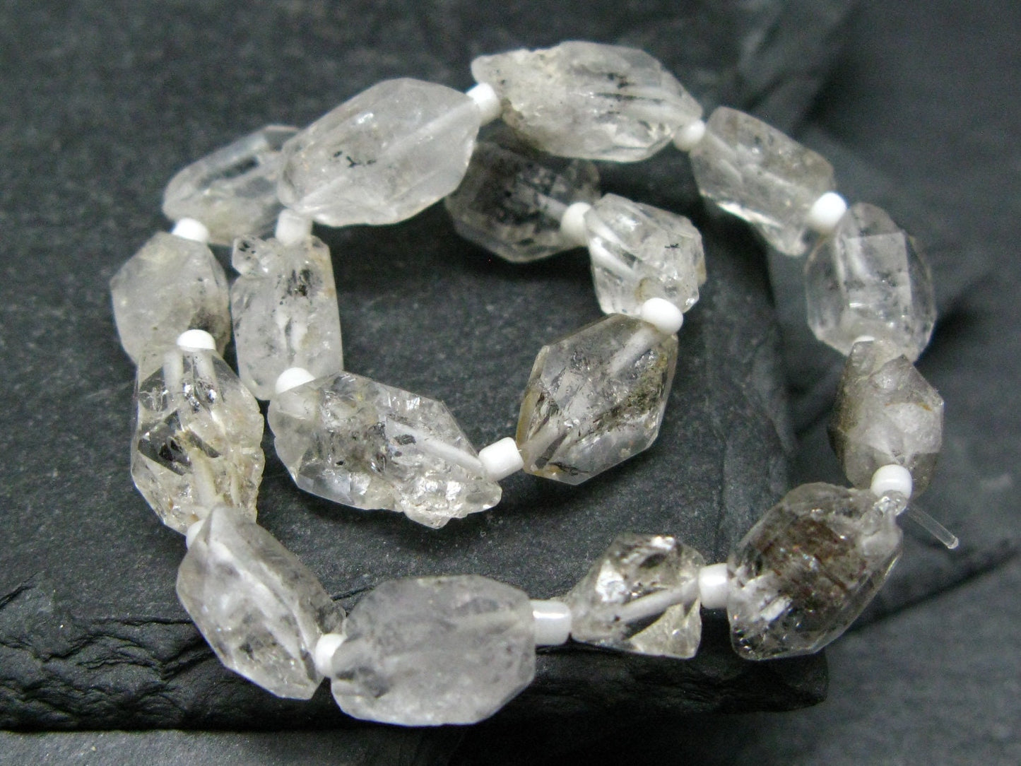 Tibetan Black Quartz Genuine Bracelet ~ 7 Inches ~ 10mm Crystal Beads