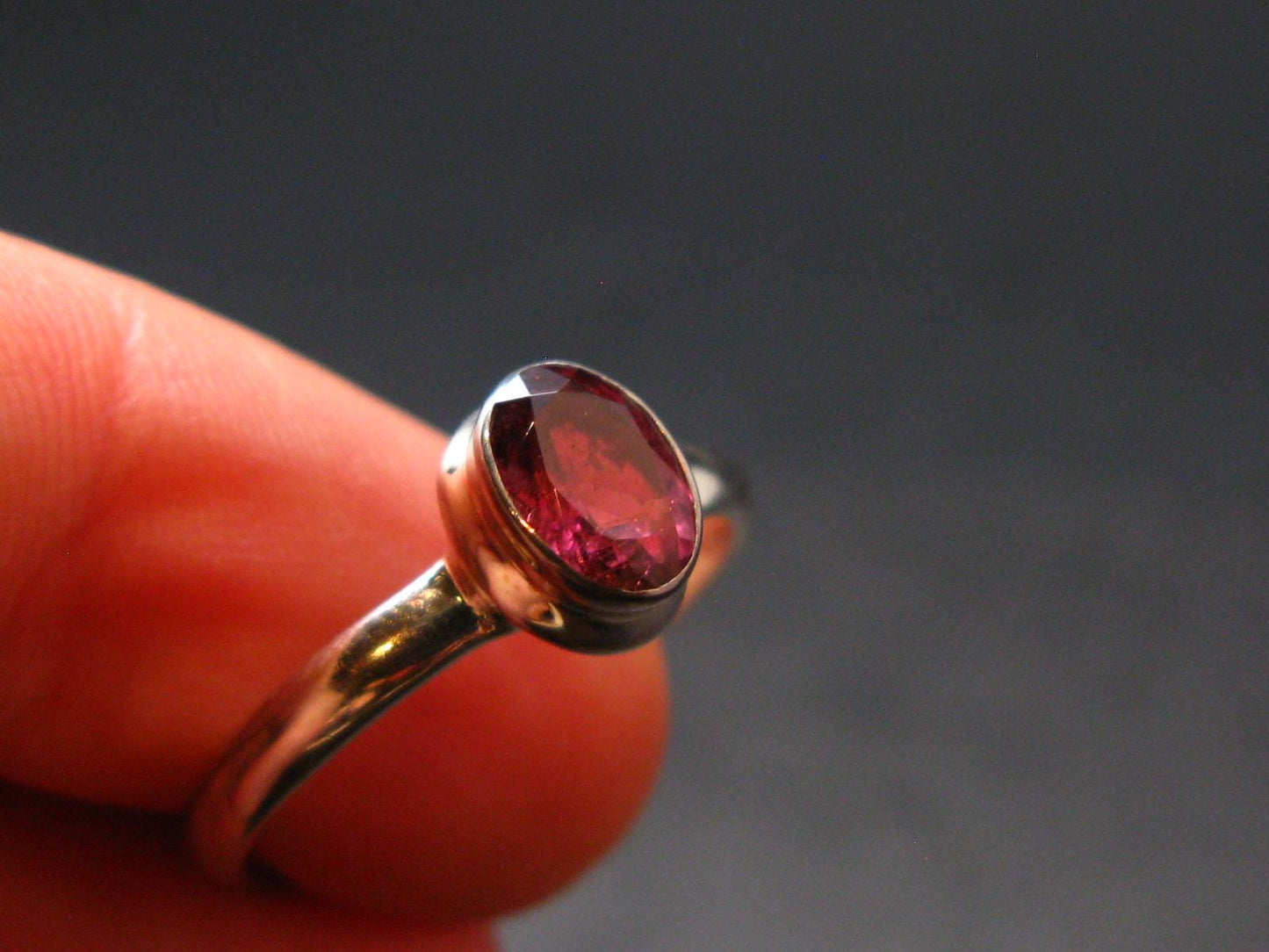 Pink Tourmaline Silver Ring From Brazil - 2.39 Grams - Size 6