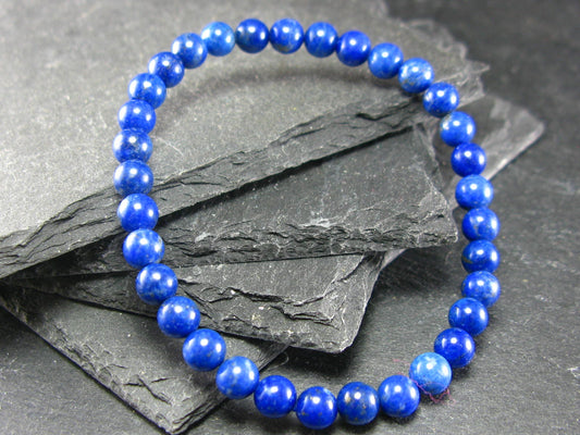 Lapis Lazuli Lazurite Genuine Bracelet ~ 7 Inches ~ 6mm Round Beads