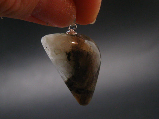 Phenakite Phenacite Tumbled Silver Pendant from Russia - 1.2" - 6.51 Grams
