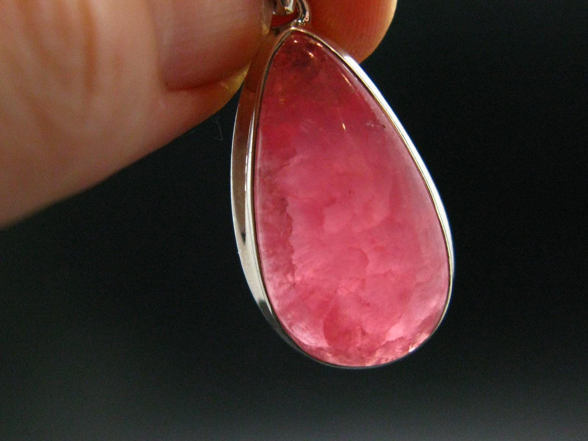 Rare Rhodochrosite Sterling Silver Pendant From Argentina - 1.5" - 7.09 Grams