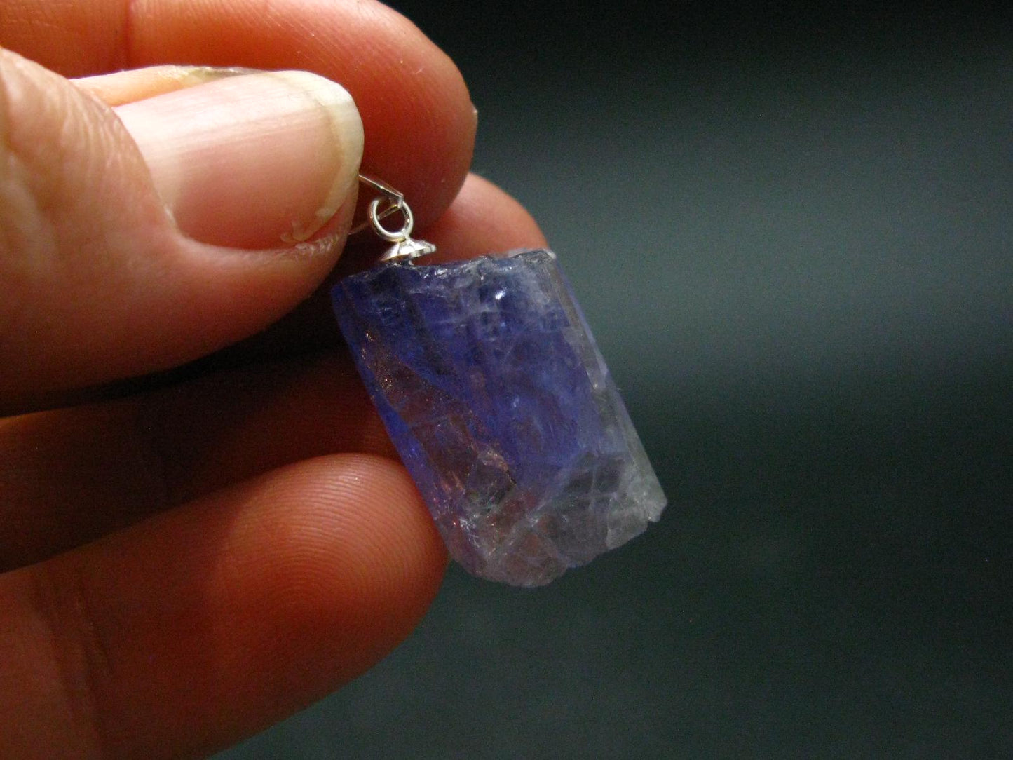 Tanzanite Pendant In Sterling Silver From Tanzania - 1.0" - 3.70 Grams