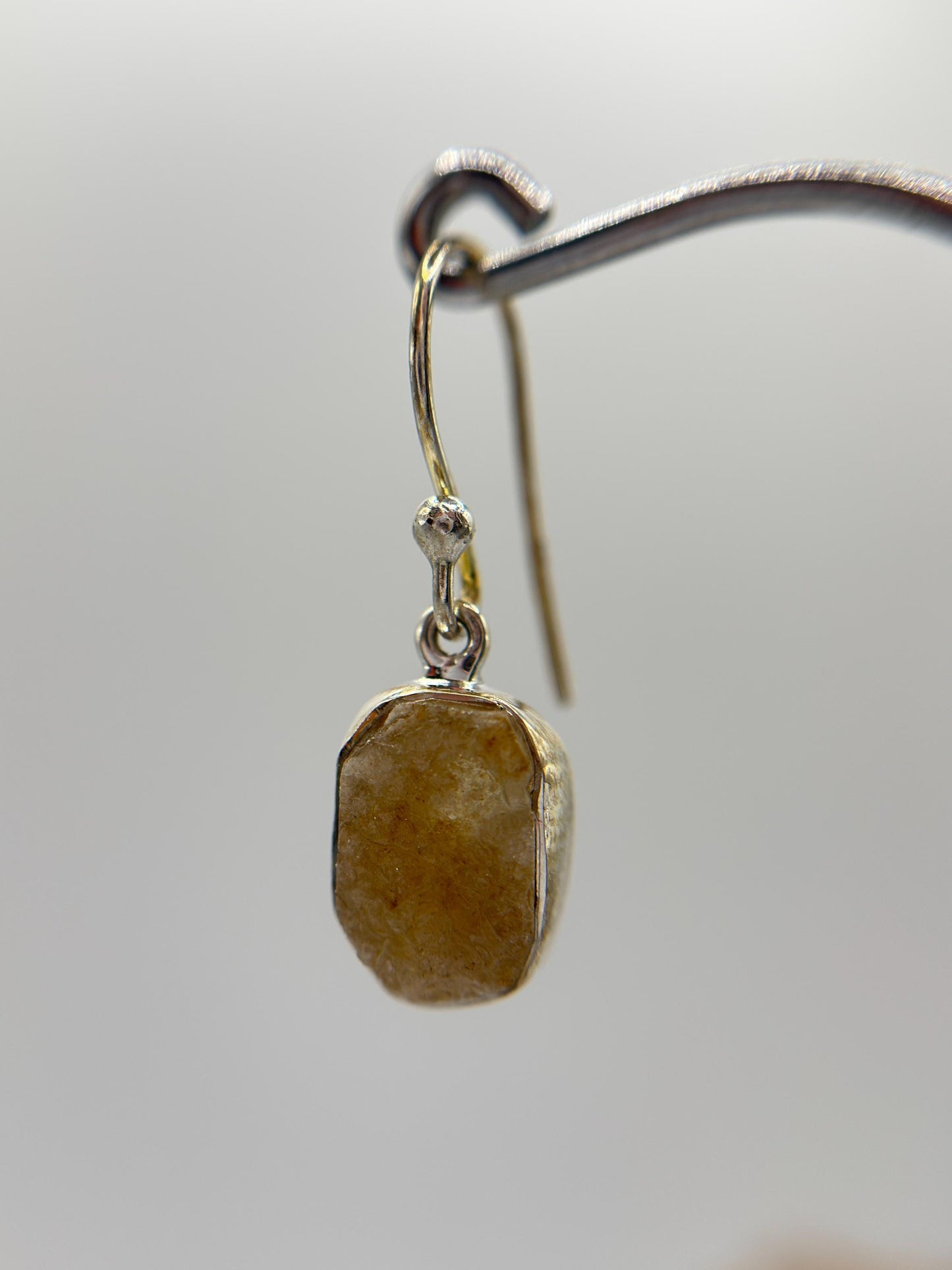 Raw Herderite Crystal Drop Earrings in Sterling Silver – Natural Golden Herderite Jewelry - 3.02g