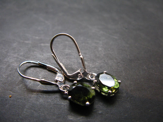 Moldavite Tektite Silver Earrings from Czech Republic - 1.95 Grams