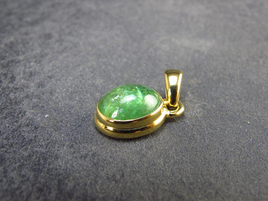 Tsavorite Green Garnet Gold Plated Silver Pendant from Tanzania - 0.7" - 1.76 Grams