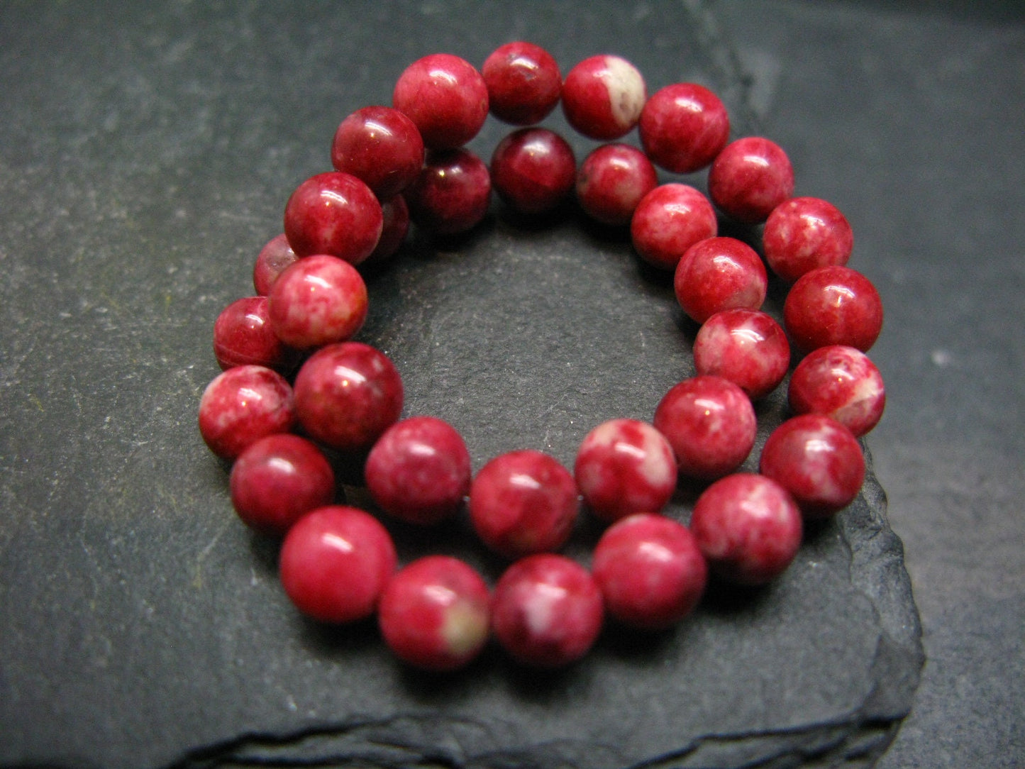 Thulite Genuine Bracelet ~ 7 Inches ~ 6mm Round Beads
