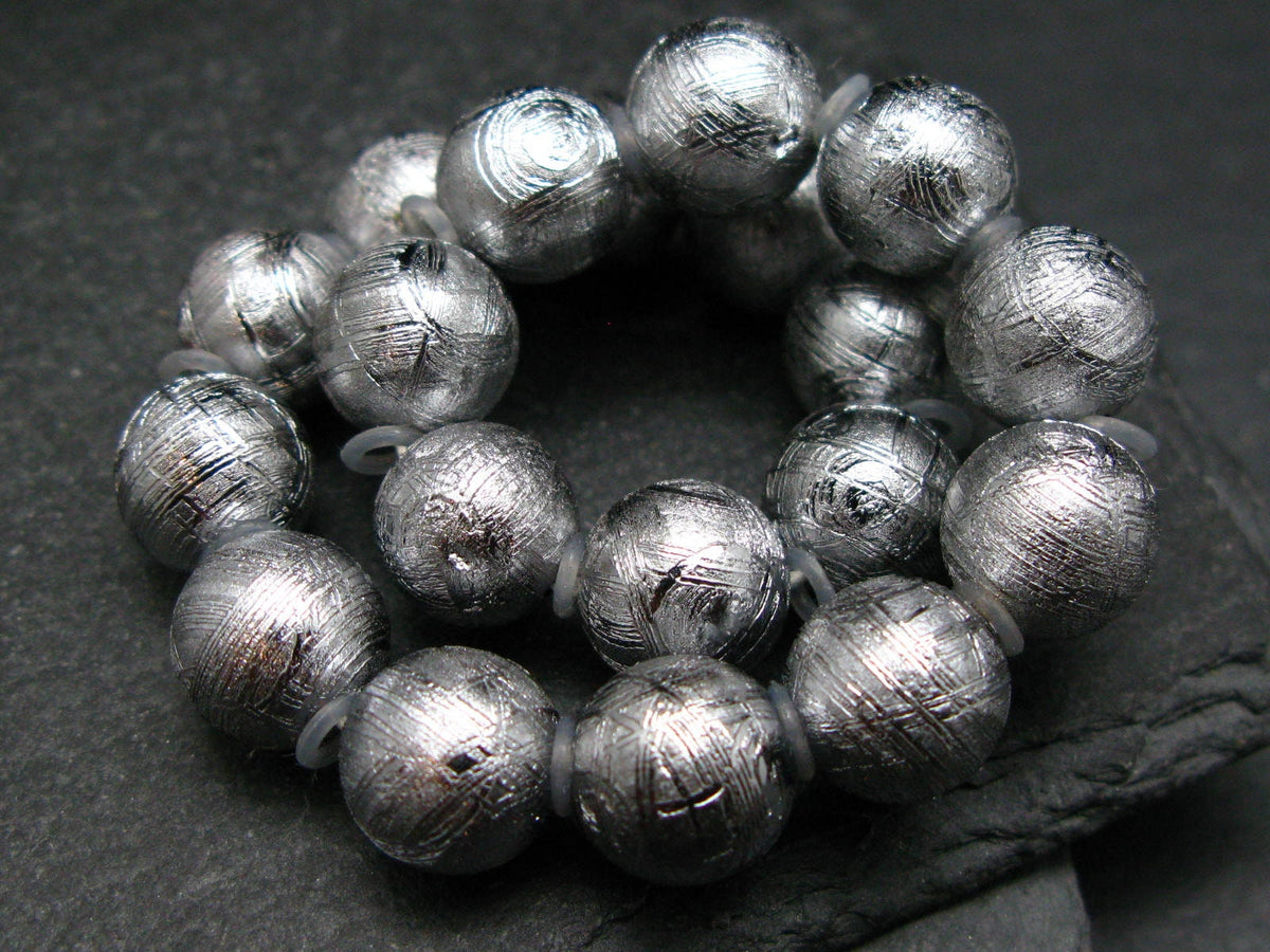 Meteorite Muonuonolusta Genuine Bracelet ~ 7 Inches ~ 10mm Round Beads