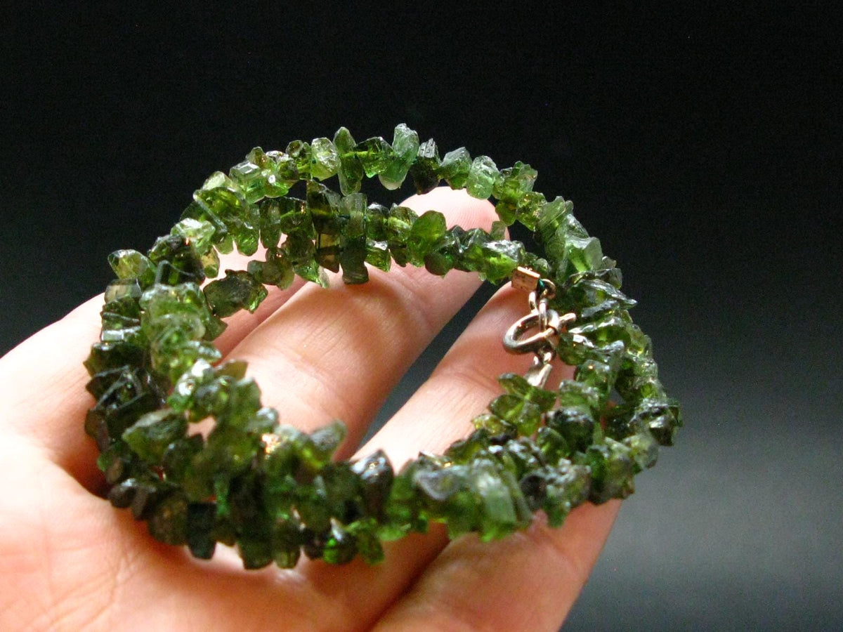 Lightweight Tumbled Green Tourmaline Beads Necklace from Brazil - 19" - 19.70 Grams
