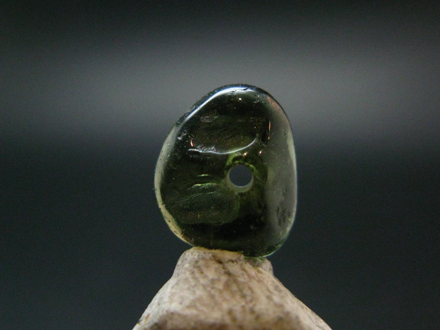Moldavite Tektite Tumbled Bead from Czech Republic - 10 mm - 3.00 Carats