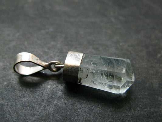 Stunning Genuine Aquamarine Gem Sterling Silver Pendant From Pakistan - 1.0" - 1.64 Grams