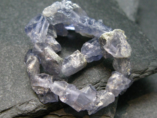 Iolite Cordierite Genuine Bracelet ~ 7 Inches ~ 12mm Raw Beads