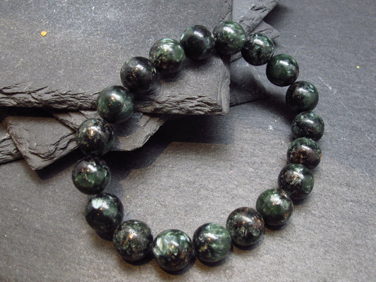 Seraphinite Clinochlore Genuine Bracelet ~ 7 Inches ~ 10mm Round Beads