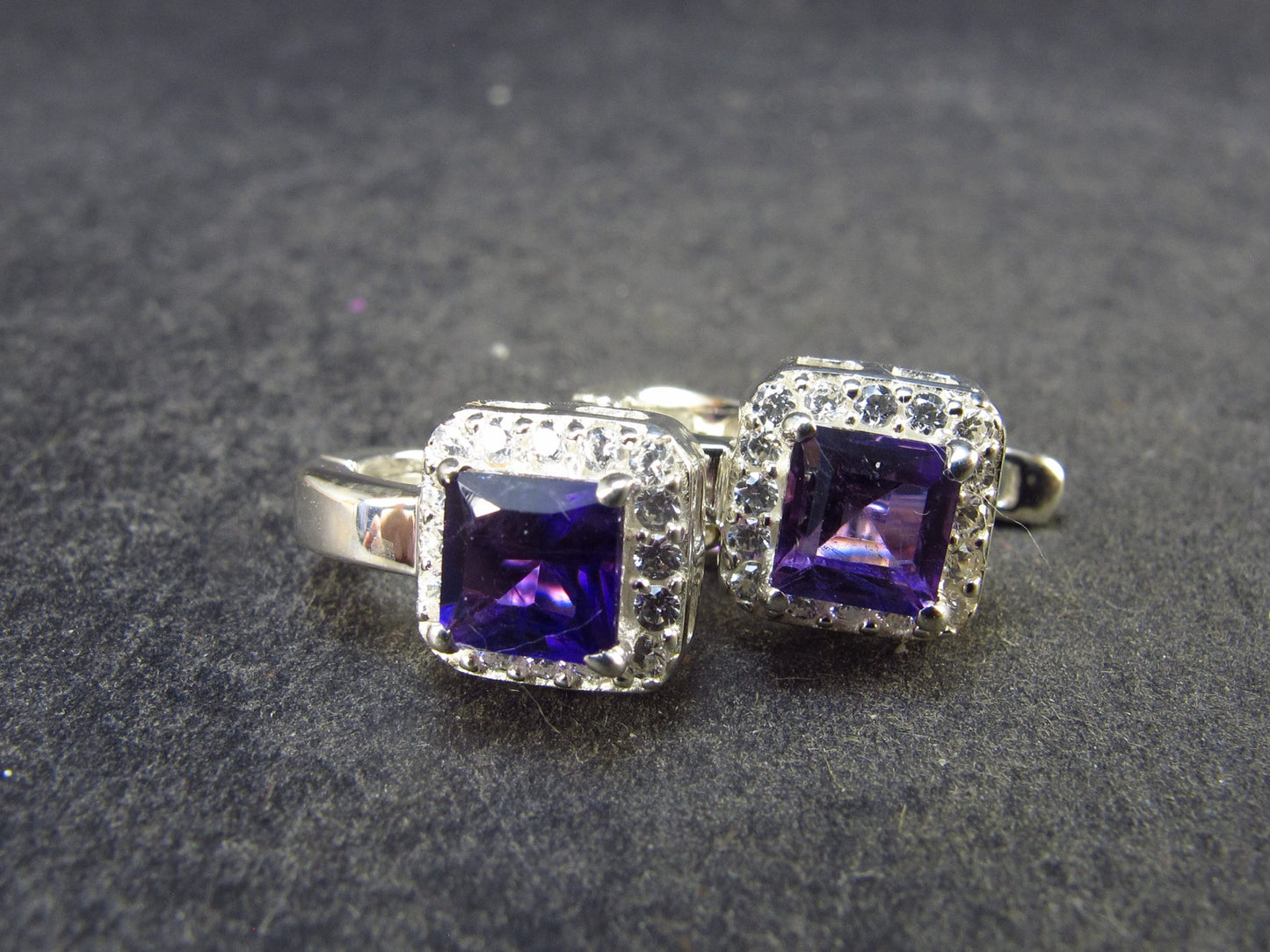 Orchid St. Valentine Gem!! Faceted Natural Amethyst 925 Silver Earrings with CZ Accents from Brazil - 3.45 Grams