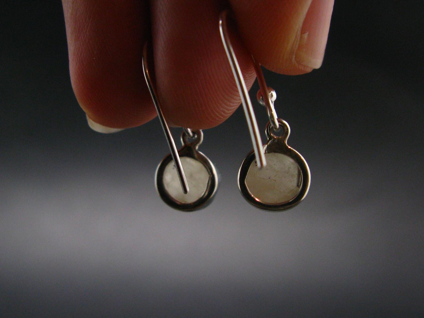 Very Rare White Cryolite 925 Silver Earrings from Greenland - 0.9" - 2.11 Grams