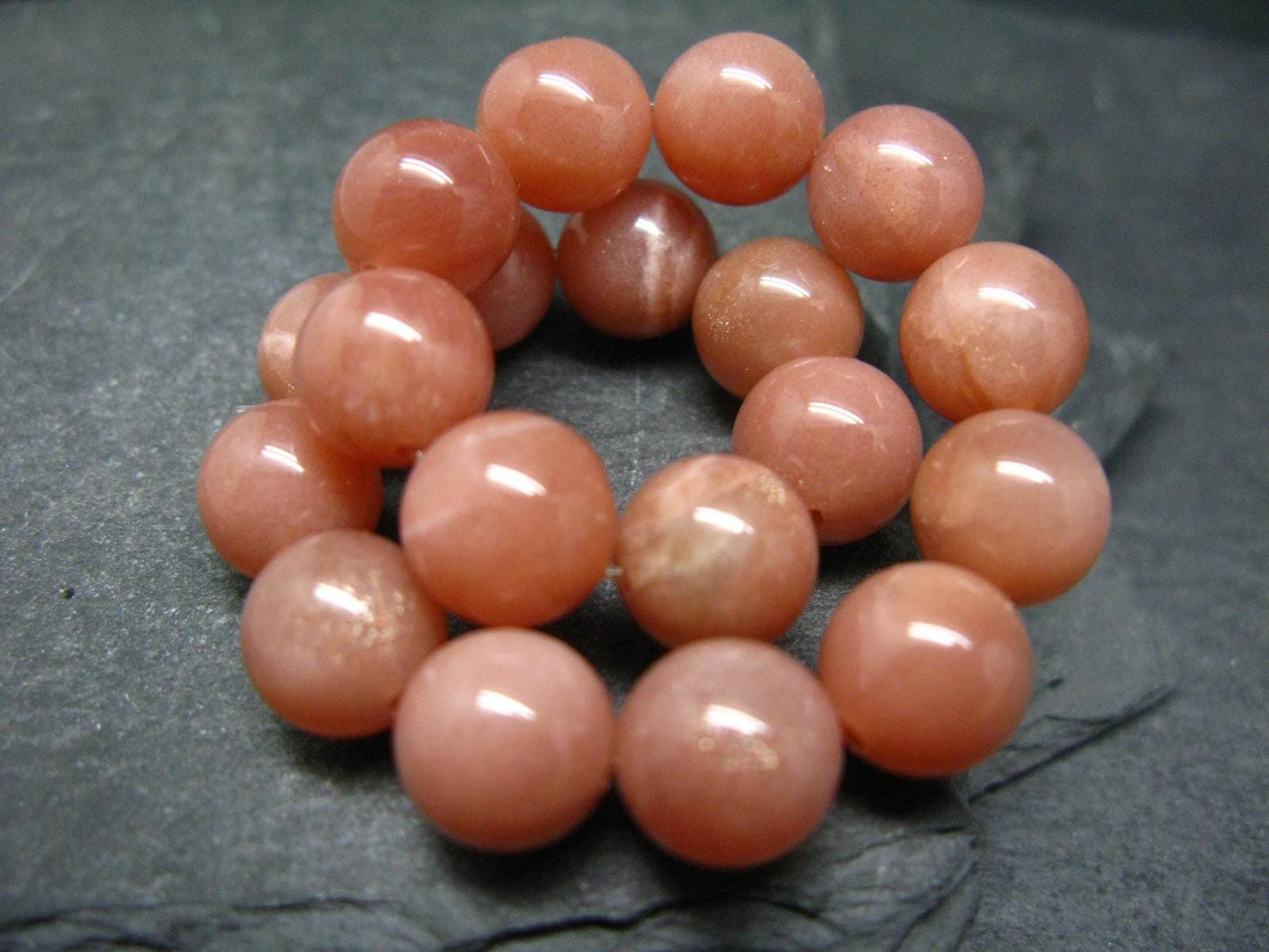 Pink Moonstone Genuine Bracelet ~ 7 Inches ~ 10mm Round Beads