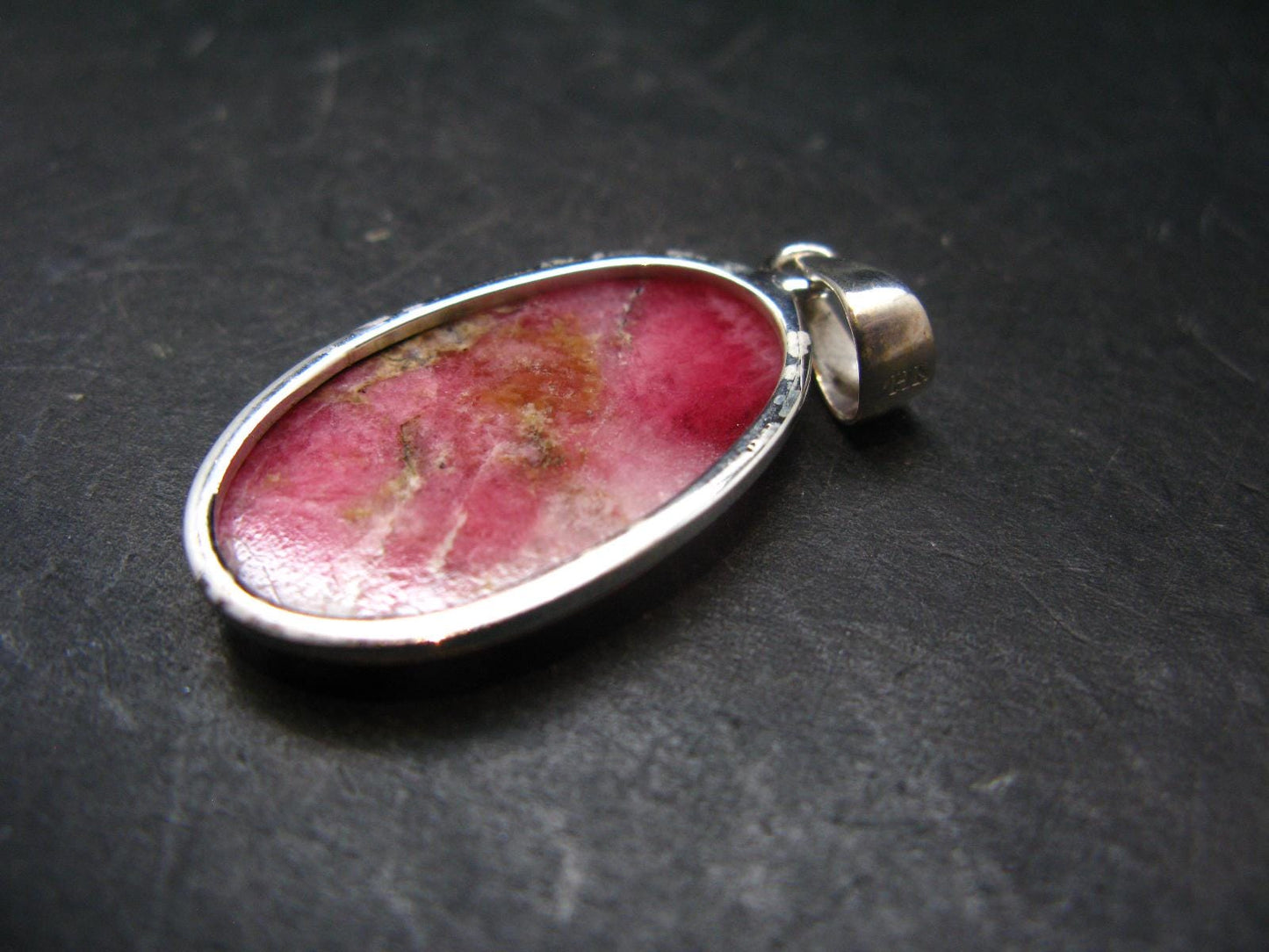 Rare Pink Tugtupite Sterling Silver Pendant From Greenland - 1.6" - 5.48 Grams