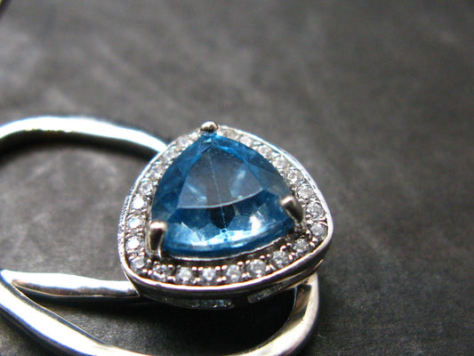 Faceted Natural Sky Blue Topaz Dangle 925 Silver Earrings from Brazil - 1.6" - 5.31 Grams