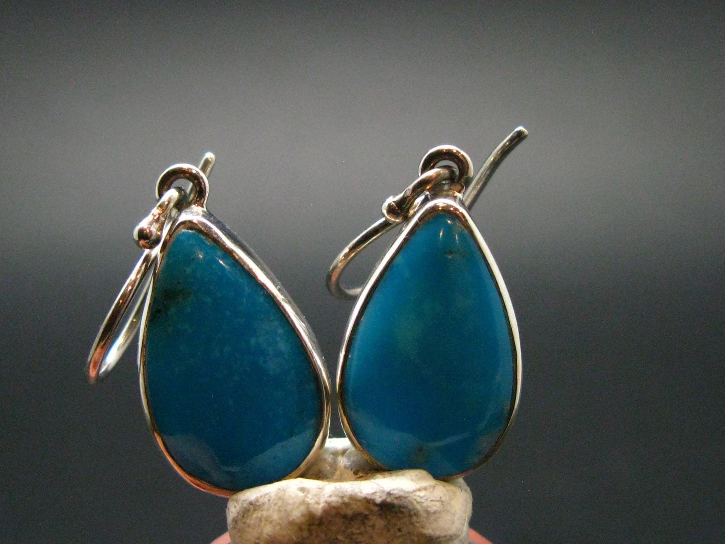 Nice Raw Natural Turquoise Sterling Silver Earrings from Mexico - 7.59 Grams