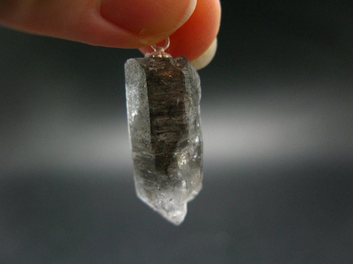 Nice Terminated Tibetan Black Quartz Pendant from Tibet - 1.4" - 4.69 Grams