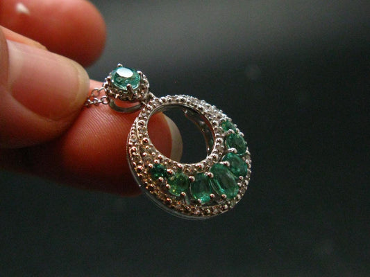 Emerald Silver Pendant W/Chain From Colombia - 4.14 Grams Total