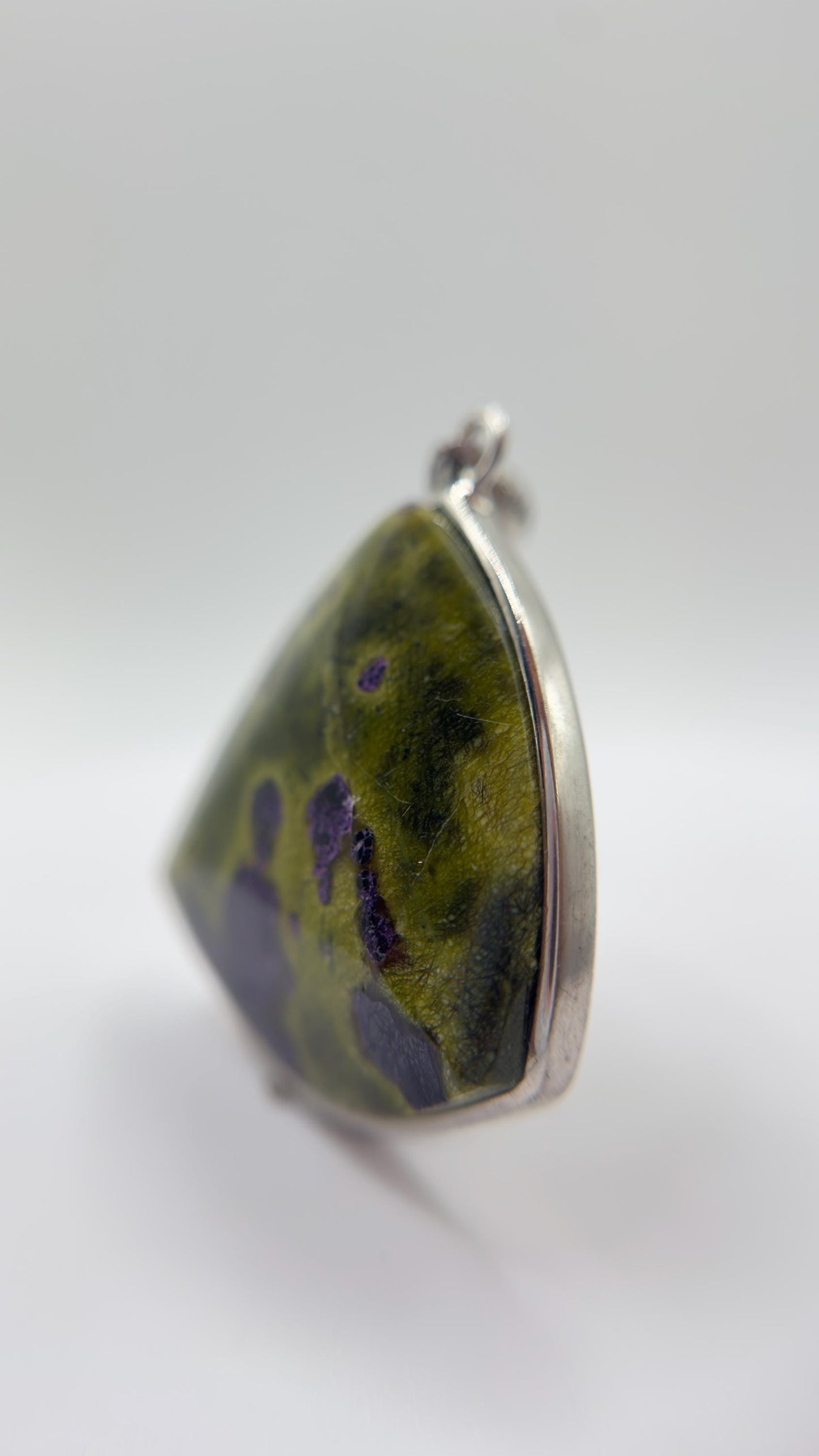 Atlantisite Pendant Serpentine Gemstone Silver Necklace Natural Stone Healing Jewelry Gift