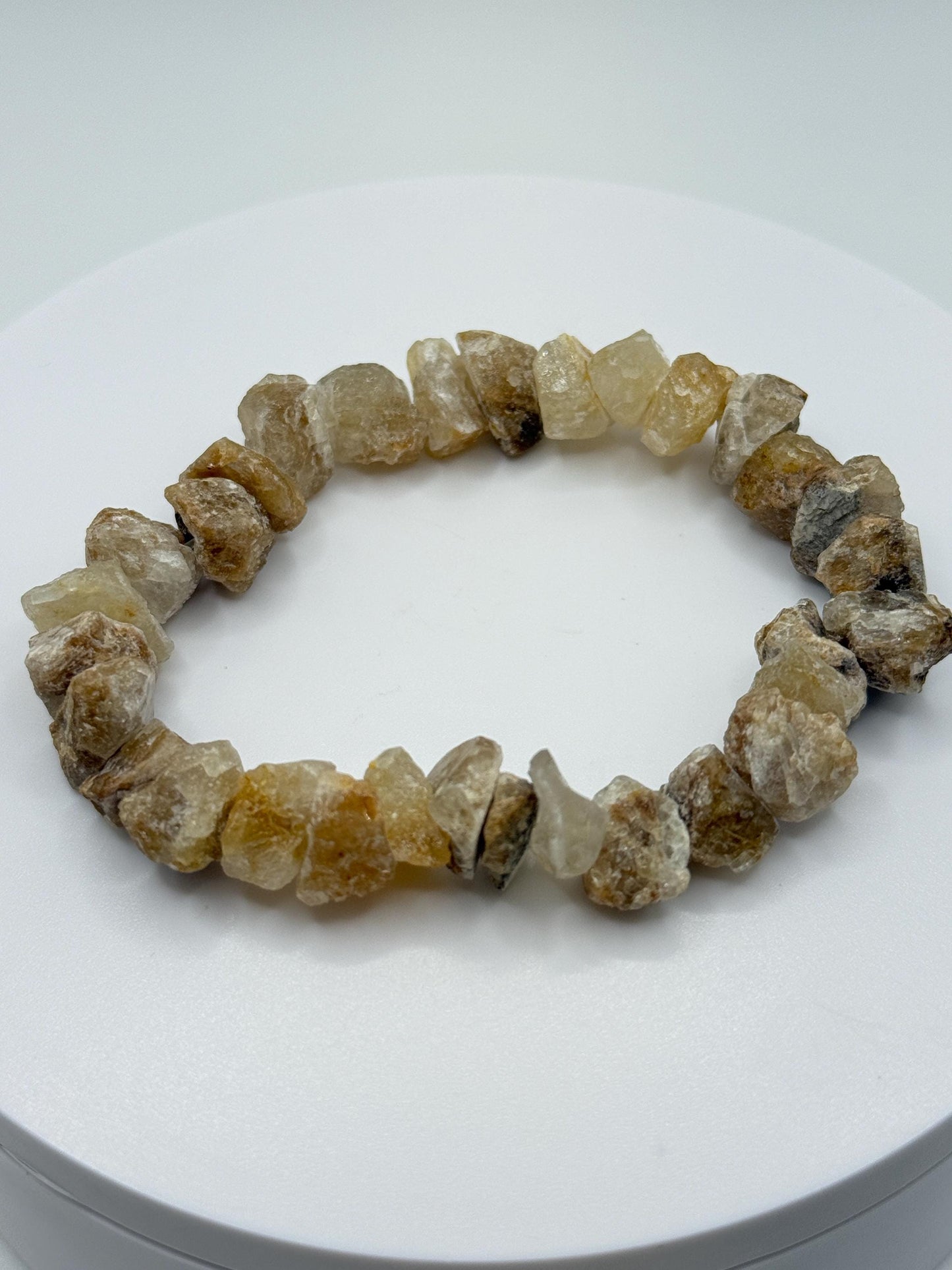 Raw Herderite Crystal Chip Bracelet – Natural Golden Stone Stretch Bracelet - Weight 28.77 g
