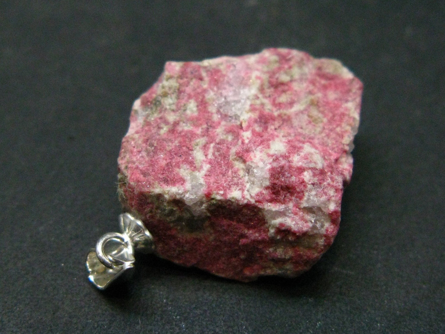 Rare Raw Deep Pink Thulite Silver Pendant From Norway - 1.2" - 5.14 Grams