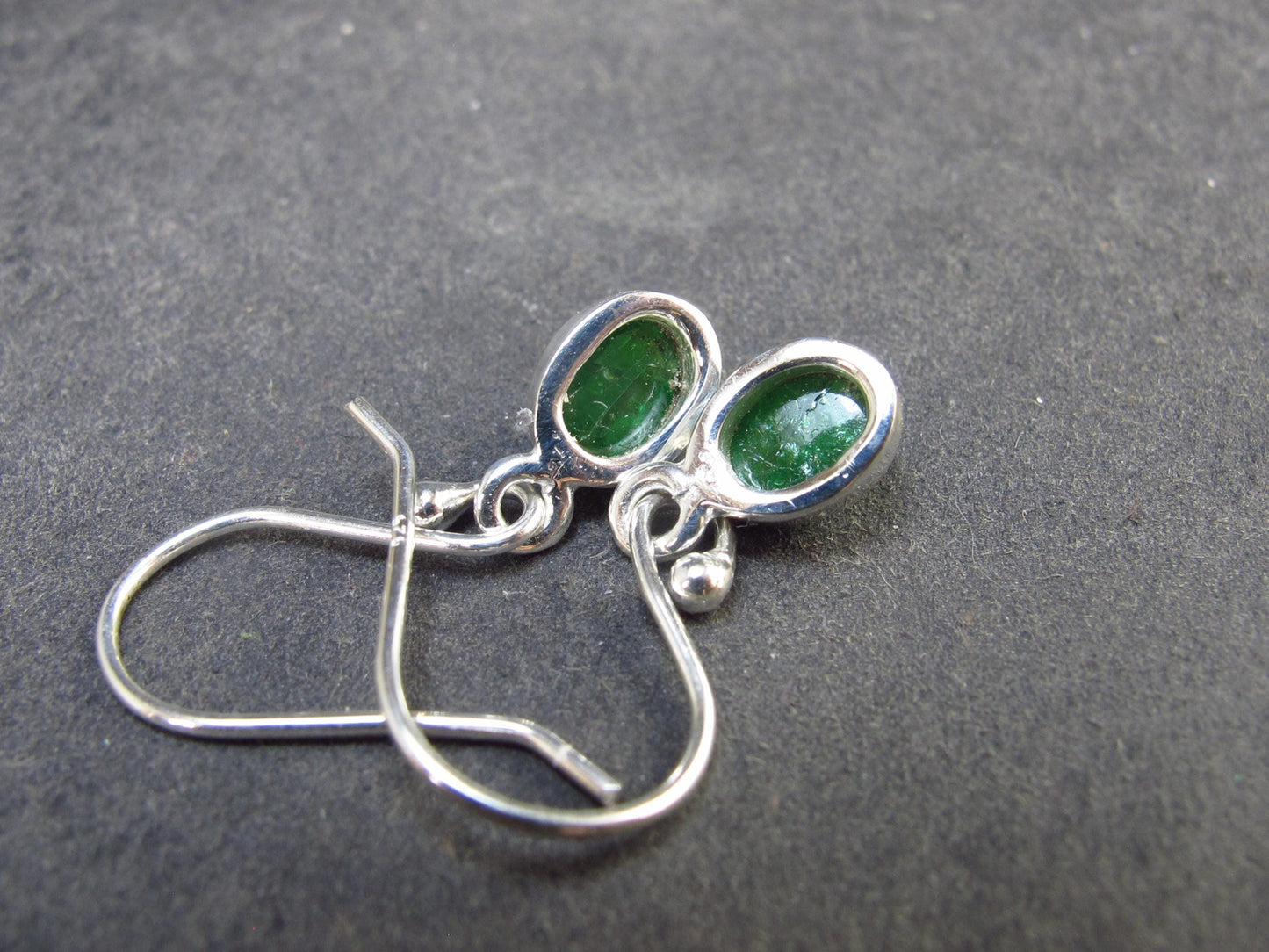 Tsavorite Gem Green Garnet Sterling Silver Earrings from Tanzania - 1.72 Grams