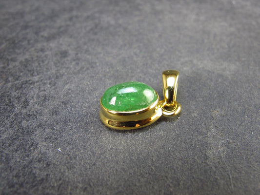 Tsavorite Green Garnet Gold Plated Silver Pendant from Tanzania - 0.7" - 1.56 Grams