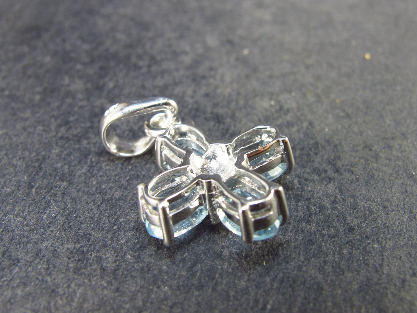 Elegant Genuine Solitaire Sky Blue Topaz Sterling Silver Pendant From Brazil - 0.9" - 2.30 Grams
