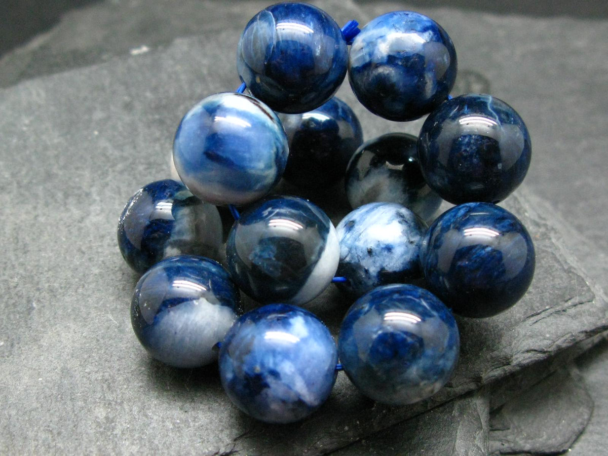 Dianite (Blue Jade) Genuine Bracelet ~ 7 Inches ~ 15mm Round Beads