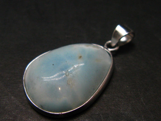 Rare Blue Larimar Pectolite Silver Pendant From Dominican Republic - 1.0" - 2.73 Grams