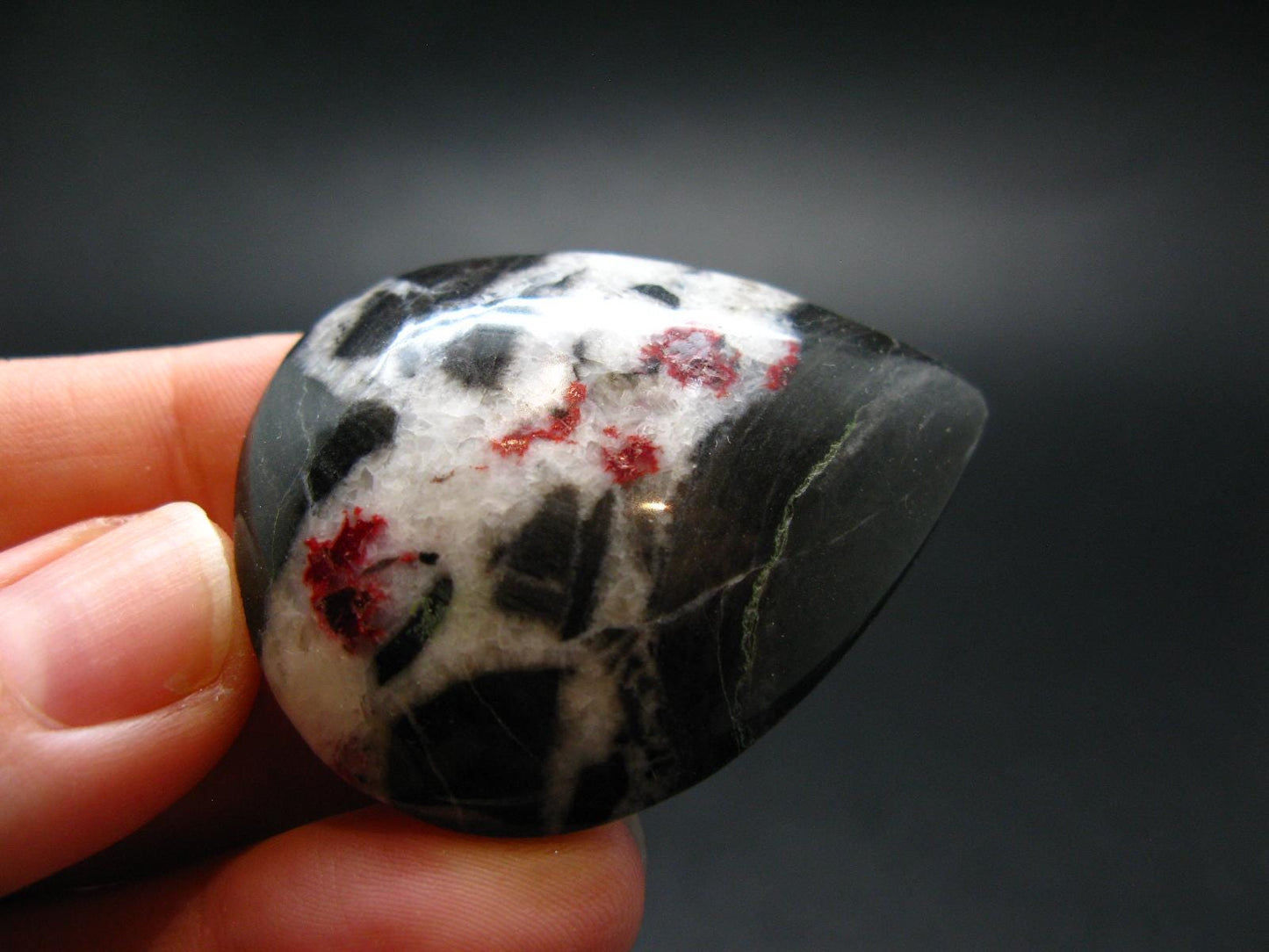 Cinnabar in Dolomite Cabochon from China - 16.52 Grams - 43 x 34 mm