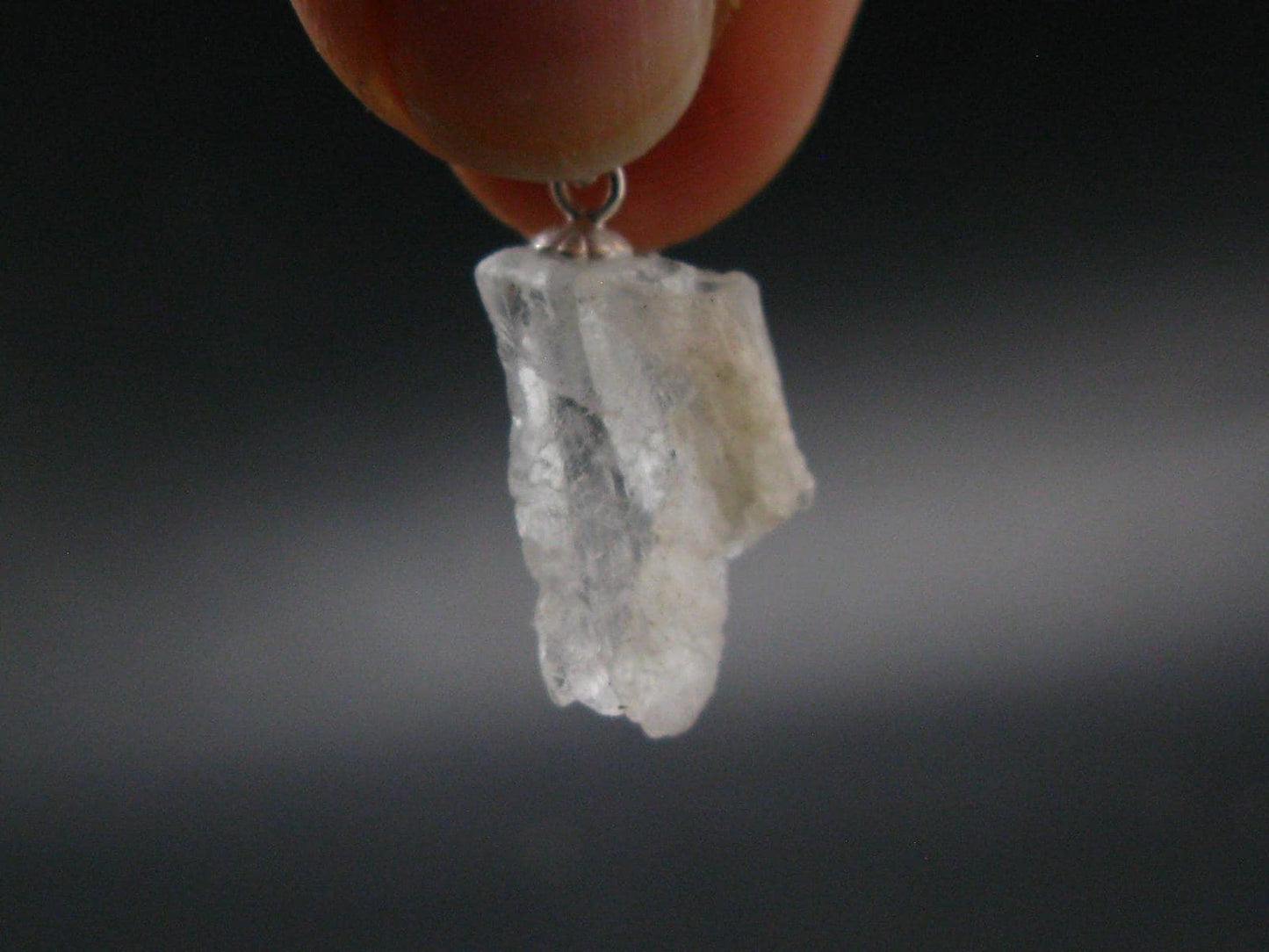Clear Petalite Crystal Silver Pendant from Brazil - 1.0" - 2.14 Grams