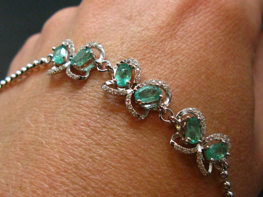 Emerald Silver Bracelet From Colombia - 1.25 Carats