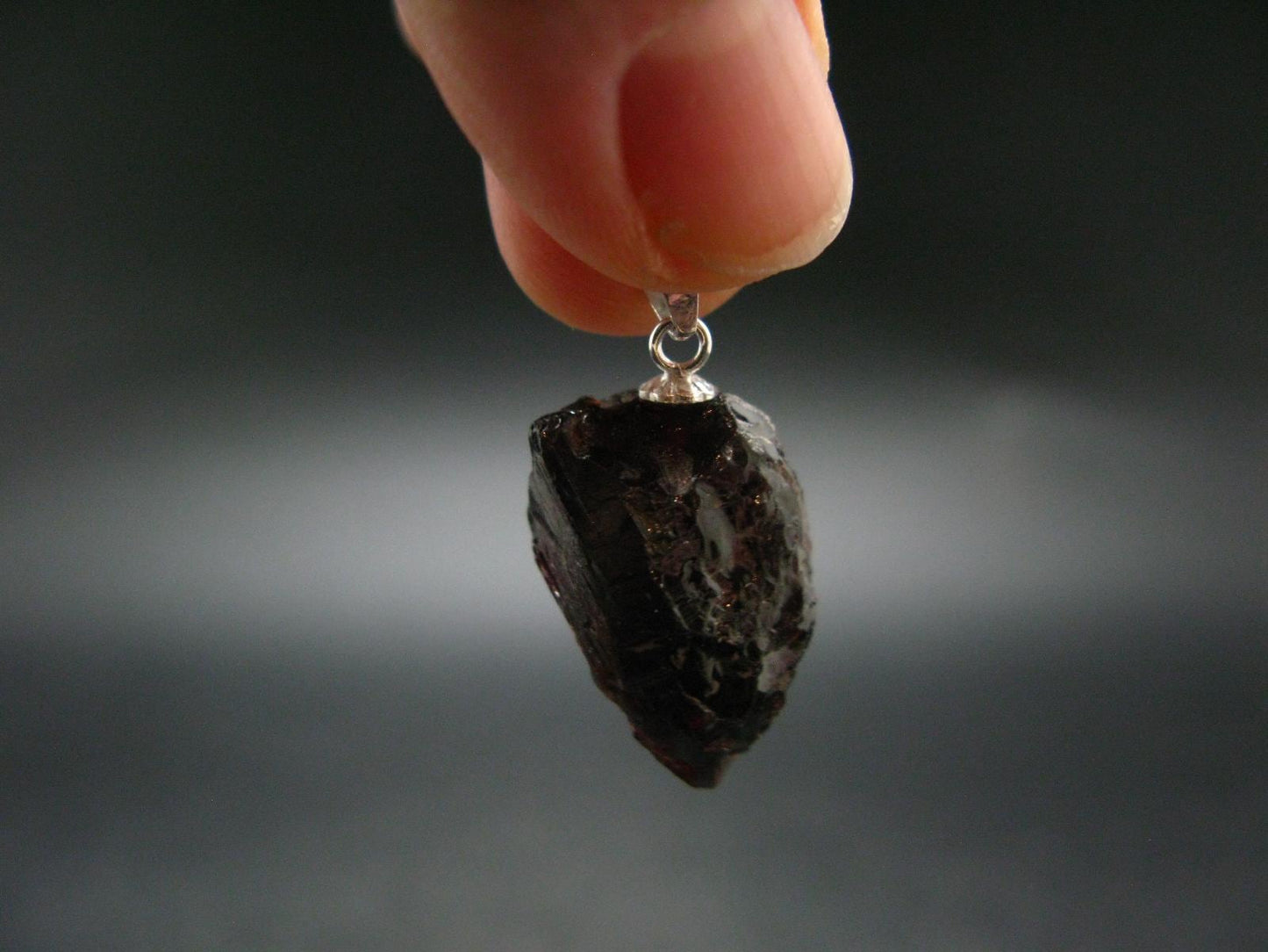 Gem Spessartine Spessartitne Garnet Pendant in SS From Brazil - 1.0" - 5.57 Grams
