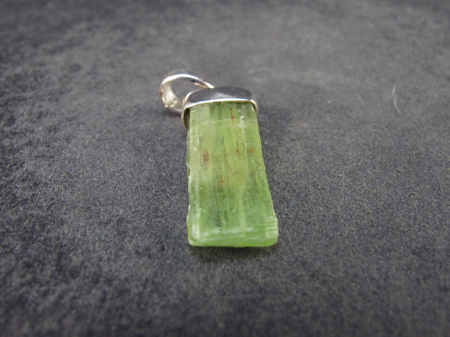 Green Kyanite Silver Pendant from Brazil - 1.2" - 2.07 Grams