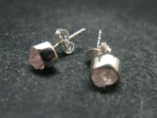 Morganite Pink Beryl Crystal Sterling Silver Stud Earrings From Brazil