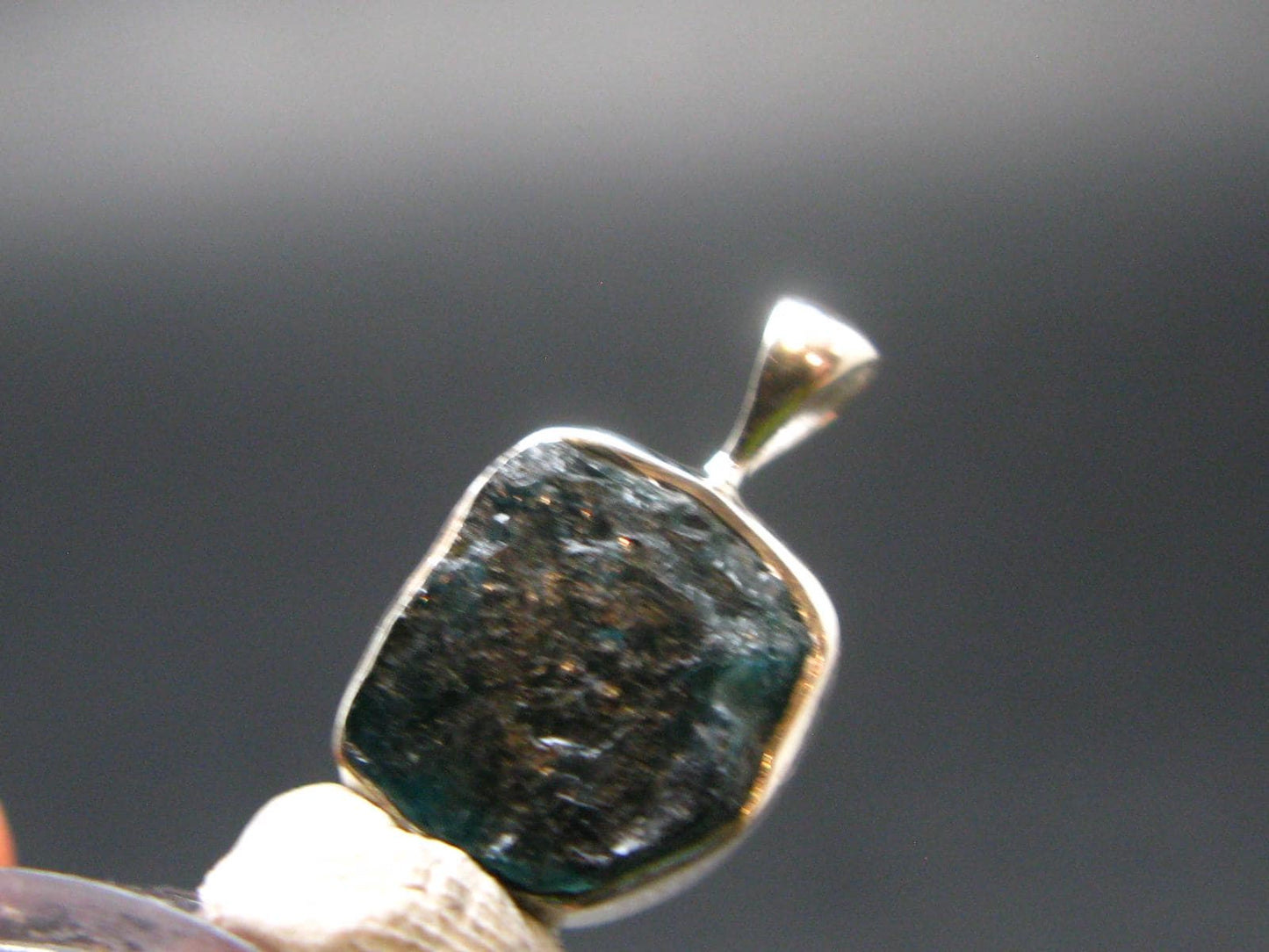 Extremely Rare Rough Grandidierite Silver Pendant From Madagascar - 0.7" - 1.44 Grams