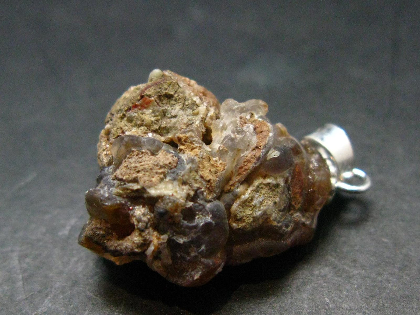 Fire Agate Silver Pendant From Mexico - 1.0" - 3.06 Grams